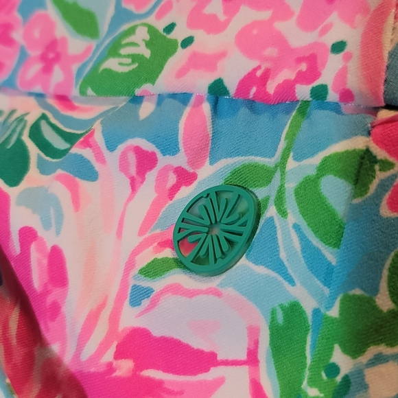 Lilly Pulitzer Luxletic Reid Short UPF 50+ Amalfi Blue Leaf It Wild Golf Shorts - Picture 6 of 8